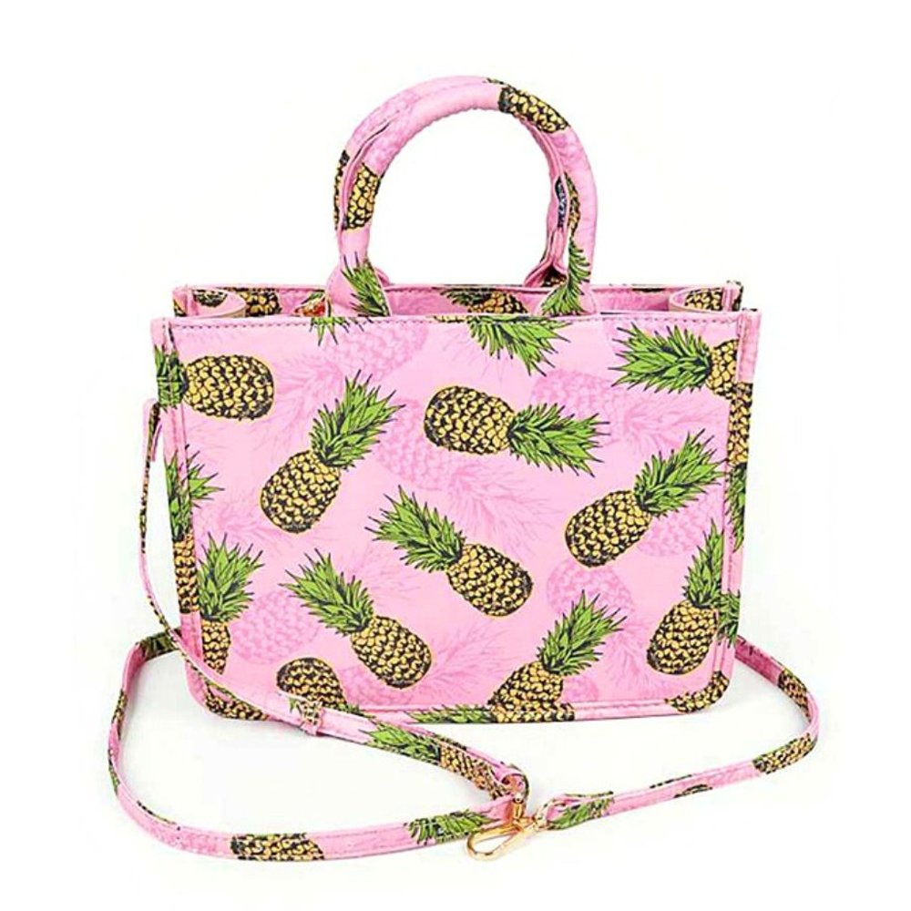 BNWT Brand New Pineapple Printed Canvas Convertible Tote Bag